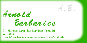 arnold barbarics business card